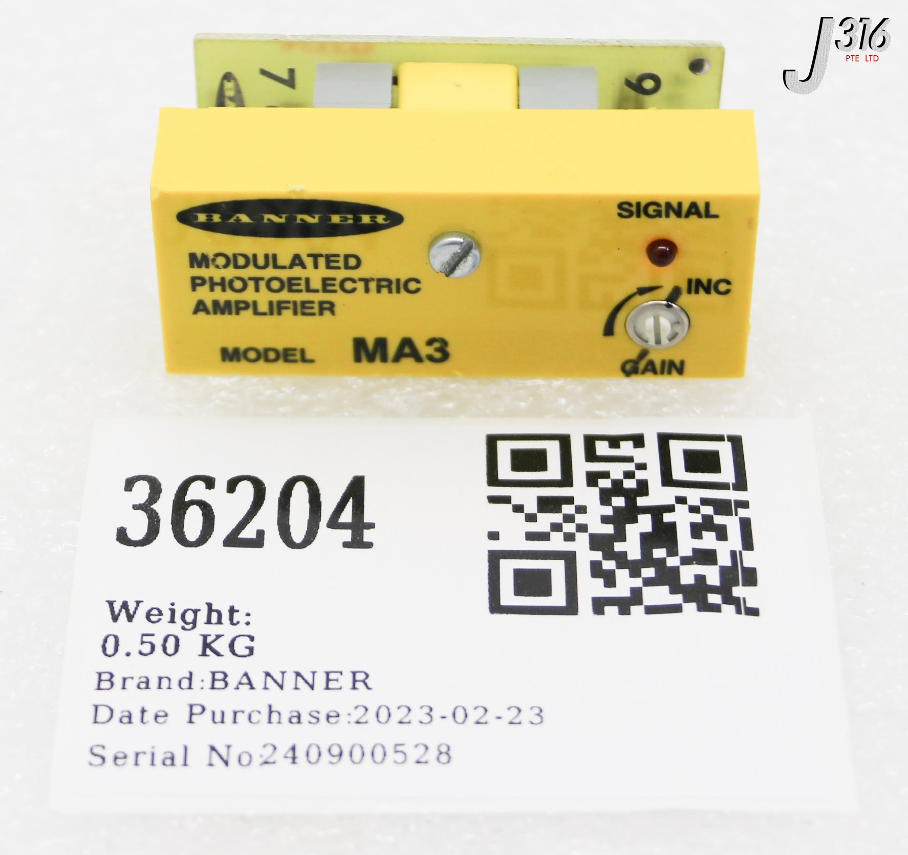 Ｎo.5　ロー 36204 BANNER MODULATED PHOTOELECTRIC AMPLIFIER W/ SOCKET RS8 MA3
